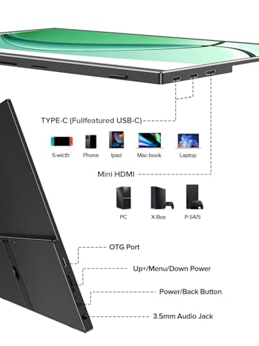 UPERFECT 4K Portable Monitor, 13.4" UHD 3840x2400 Matte IPS Laptop Display with Built-in Stand, 16:10 Aspect Ratio, 100% sRGB, 500 Nits Brightness, All-Metal Frame for PC/Mac/Phone/Game Console 7