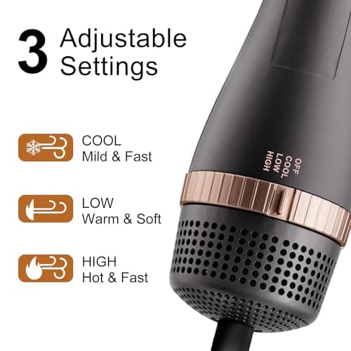 DAILYLIFE Blow Dryer Brush with 5 Attachments, Hot Air Brush Set for Straightening/Drying/Curling, Oval Brush, with Ionic Function and ALCI Safety Plug, UL Certification 5