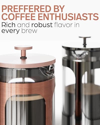 Veken 27 Ounce/800 ml French Press Plunger Coffee Maker Cafetière, Double Wall Heat Resistant Borosilicate Glass Coffee Press, Cold Brew Coffee Pot for Kitchen and Gifts, Dishwasher Safe, Copper 7
