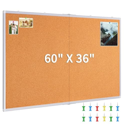 maxtek Large Cork Board 60 x 36 in, Bulletin Board for Walls, 5'x 3' Extra Aluminum Framed Corkboard, Foldable Wall Mounted Back to School Pin Memo Notice Cork Board for Office, Home Wall Display