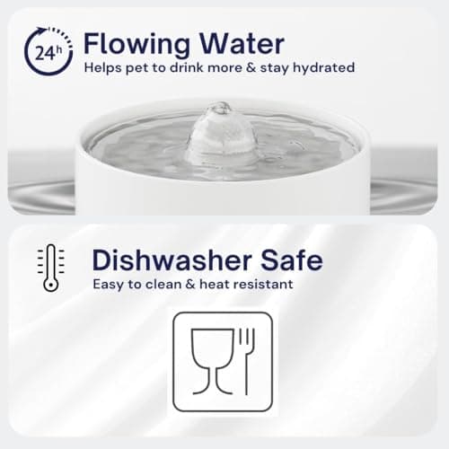 Pet Heights Ceramic Cat Water Fountain, Super Quiet Pet Water Fountain, Automatic Cat Water Dispenser, Dishwasher Safe Design & Adjustable Water Flow for Cats 6