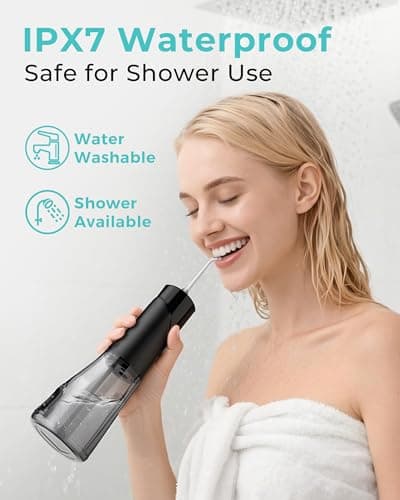 Water Flossers for Teeth - 5 Modes, 6 Flossing Tips, Rechargeable Cordless Portable 300ML Larger Tank Electric Waterflosser Cleaner IPX7 Waterproof Floss Cleaning Teeth Pick for Home Travel 9