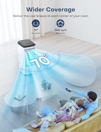TEMEIKE 4-IN-1 Evaporative Air Cooler, Swamp Cooler w/ 3 Modes, 3 Speeds Windowless Air Conditioner, 12H Timer for Auto-off, 1 Gal Water Tank for 8H Cooling, Smart Remote, Portable Air Cooler for Room 7