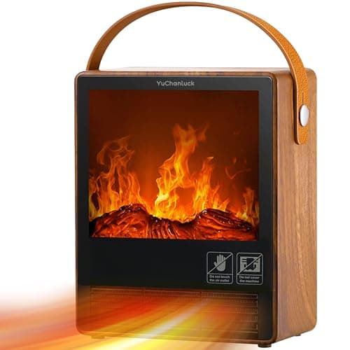 Portable Electric Fireplace Heater for Indoor Use,Fake Fireplace Space Heaters 1500W High Power,Small Fireplace with Realistic 3D Flame Effect,Mini Heater with Overheat and Tilt Protection