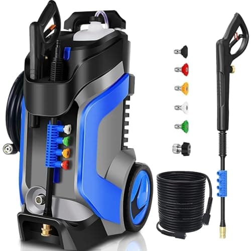 5000PSI Electric Pressure Washer 4.0GPM High Power Washer with M22-14mm Pressure Hose 33FT,Powerwashers with 1/4"QC Compatible Surface Cleaner, 5 Nozzle and Soap Bottle for Home,Car,Patio (Light Blue)
