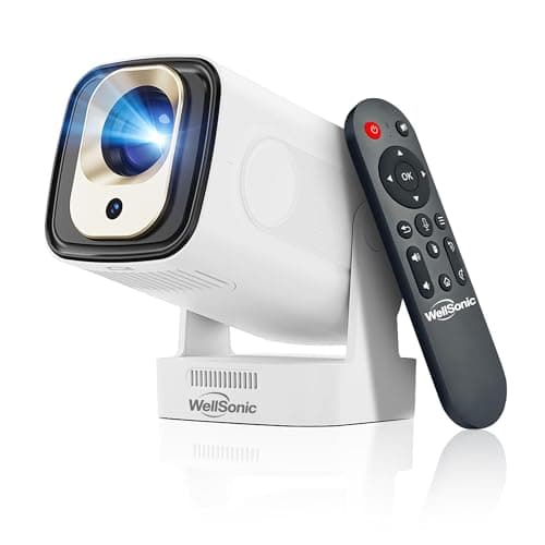 WellSonic Mini Projector with Wifi and Bluetooth, 260 Ansi Portable Moive Projector Outdoor&Ceiling Use, Auto Keystone, Voice Control, 5W Speaker, 4K Support Home Thearter