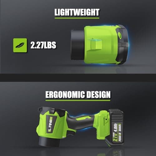 Leaf Blower Cordless - Lightweight Electric Handheld Blower with Battery and Charger, 3 Speed Mode, Blowers for Lawn Care, Patio Cleaning, Dust Cleaner, Snow Blower (Green) 7