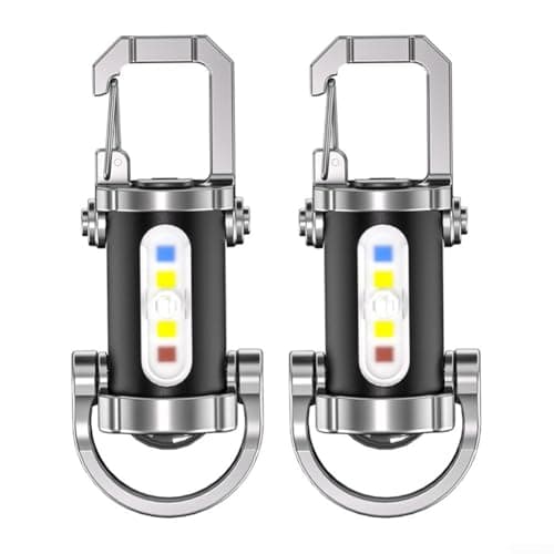 2 Pack Power Bank Keychain Flashlight, Rechargeable Keychain Flashlights, 1200LM EDC Tool With Red/Blue Strobe, USB-C Charging, IPX7 Waterproof, Portable Flashlight For Emergencies