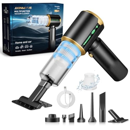 JIXINMIYUE Cordless Car Vacuum Cleaner: Handheld Vacuum with 16000Pa Strong Suction, Brushless Motor & HEPA Filter, 7-in-1 Cleaning Kit, Type-C Charging for Home Office Car Pet