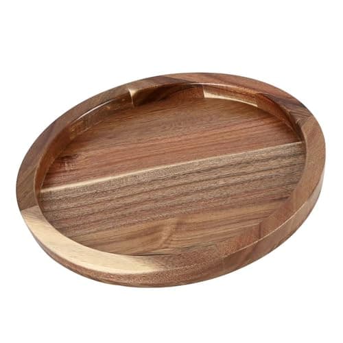 RoseHot Acacia Wood Serving Tray, 11.8" Round Wooden Decorative Ottoman Tray for Coffee Table Kitchen Counter, Centerpiece Tray for Home Decor Kitchen Decor