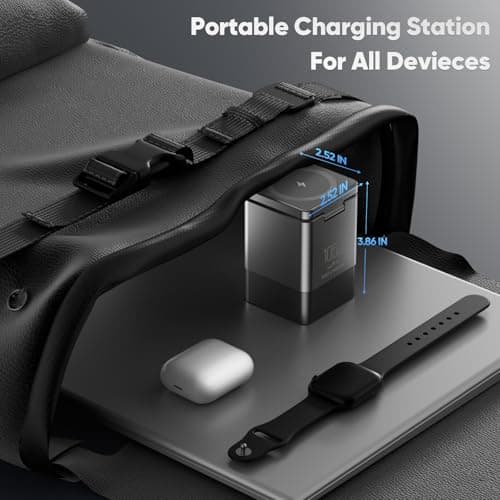 6-in-1 Charging Station for Apple 105W, Magnetic Wireless Charger with 65W Retractable Cable, Wireless Charger Stand, Fast Charging Stand Dock for MagSafe, iPhone17-13 Series, AirPods, Laptops 7