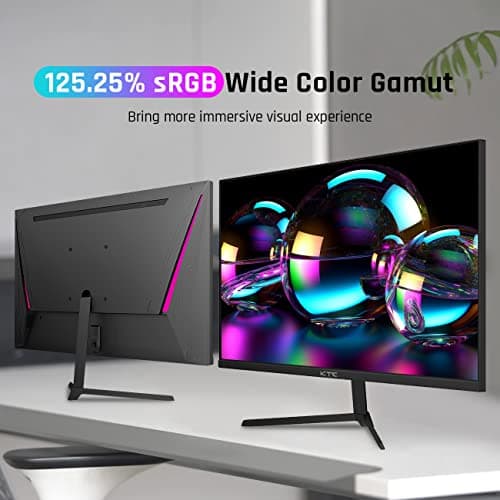KTC 24 Inch Gaming Monitor FHD 1080P Fast IPS 165Hz, 125% sRGB 1ms HDR Zero-Frame Computer Monitor, HDMI 2.0x2, DisplayPort 1.4x2, FreeSync & G-Sync, Tilt, VESA Compatible, Eye Care, H24T09P 3