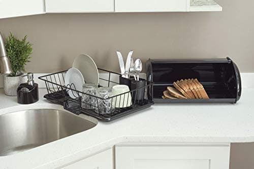 Bread Box For Kitchen Countertop, By Home Basics (Black) | Large Metal Bread Box For Kitchen Counter and Table | Bread Container With Roll-Top Lid | For Loaves, Bagels, Croissants, and Other Treats 6