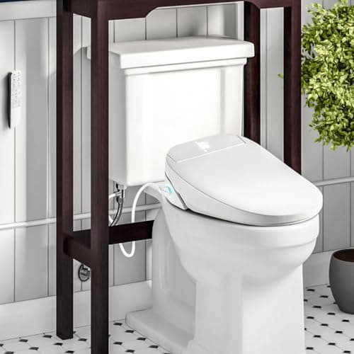 ZMJH Elongated Bidet Toilet Seat, Electric Smart Heated Seat with Slow Closes, Warm Water, Vortex Wash, Warm Dryer, Rear and Front Wash, Remote Control, White, 210S 7