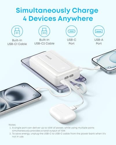 Anker Zolo Power Bank (2025 Upgraded Version), 45W Max Fast Charging, 20,000mAh Battery Pack, Dual Built-in USB-C Cables, USB-C&A Port, for iPhone 17/16 Series, Galaxy, MacBook, and More 7