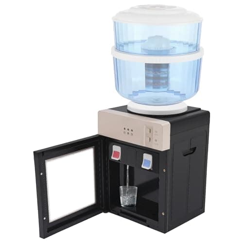 ZBXGJKSY Electric Water Cooler Dispenser, Hot&Cold Water Dispenser Countertop Water Dispenser 5 Gal Top Loading Countertop Water with 3 Temperature Settings for Bedrooms, Studios
