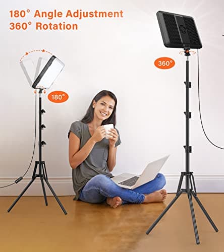 2 Pack LED Video Photography Lighting Kit with 62.99'' Tripod Stand, Unicucp 2500-8500K Dimmable Studio Streaming Light for Video Recording Filming, Live Game YouTube, Portrait Shooting, USB Charger 5