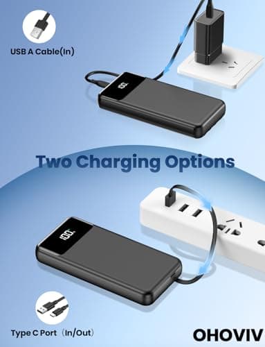 Portable Charger, 50000mAh Power Bank with Built in Cables, 22.5W Fast Charging Battery Pack, Portable Phone Charger for Travel Camping Essential,PowerBank Compatible with iPhone 17/16/15/14, Samsung 7