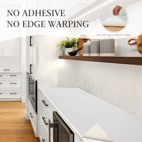 Beautysaid Shelf and Drawer Liner for Kitchen Cabinet, Non Adhesive Non Slip Shelf Paper Waterproof Washable Thickened for Dresser Pantry Shelve Bathroom Protector Liner(White,12 in x 10 FT) 5