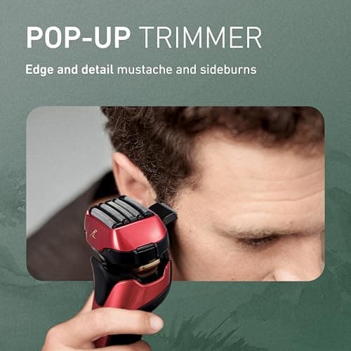Panasonic ARC5 Electric Razor for Men Face, Wet & Dry Shavers for Men with Foil Shaver, Pop-up Trimmer, Ultra-Fast 5-Blade, Smart Shave Sensor, 16D Flexible Pivoting Head - ES-ALV6HR (Red) 7
