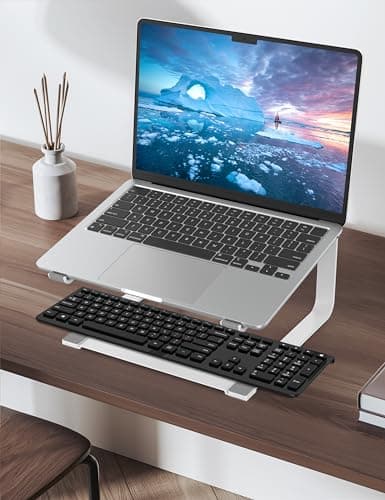 SOUNDANCE Laptop Stand for Desk, Metal Computer Riser, Heavy Stable PC Holder, Ergonomic Laptops Elevator for 12 to 17.3 Inches Notebook Computer, White 6