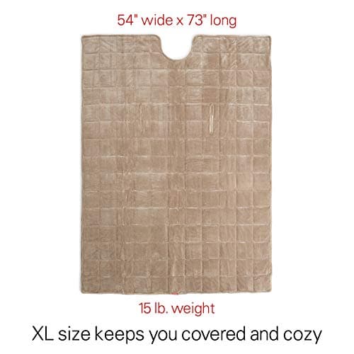 Sunbeam Extra Warm Weighted Blanket | 15 Pounds, Reversible Plush Velvet/Microfiber with Arm Slits and Neck Cutout, 54” x 73”, Mushroom 5