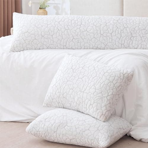 WGAKCED Cooling Pillows for Sleeping 2 Pack, Adjustable Shredded Memory Foam Pillows Queen Size Set of 2, Firm Bed Pillows for Side Back Stomach Hot Sleepers, Cold Pillow with Removable Washable Cover 8