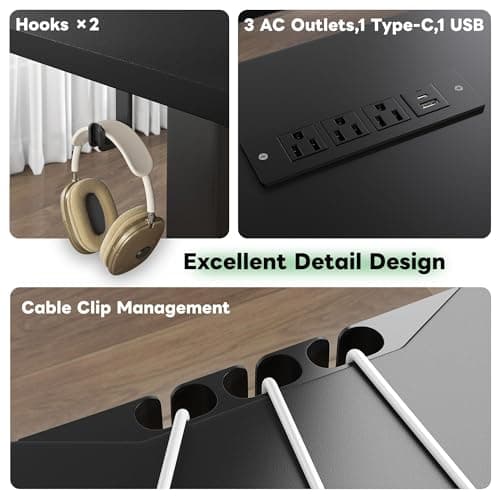 EnHomee 71 Inch Standing Desk Adjustable Electric with Monitor Stand, Computer Desk with Power Strip, Memory Height Home Office Desk for Home and Study Room, Black 5