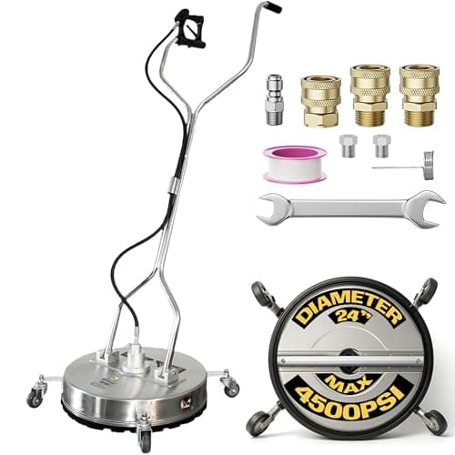 EDOU Floor Pressure Washer Attachment - 20 Inch Surface Washer for Pressure Washer Concrete Cleaner - Heavy Duty 4500 PSI Max with Wheels - Dual Handle Design and Quick Connect Kit Included