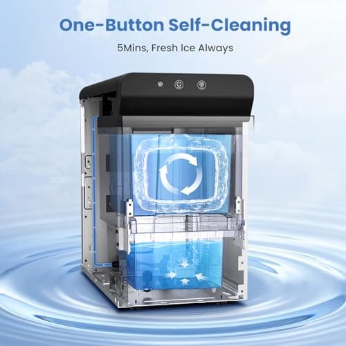 Gevi V2.0 Countertop Gemi Nugget Ice Maker | Self-Cleaning Pellet Ice Machine | Stainless Steel Housing |16.7''H Fits Perfectly Under Wall Cabinet | Silver with Viewing Window 7