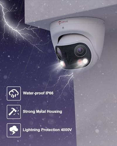 Anpviz 4K 8MP Dual Lens PoE IP Camera Outdoor, 180° Panoramic Security IP Camera, Smart Dual Light Color Night Vision, Human/Vehicle Detection, Two Way Audio, 512GB SD Slot, Full Metal IP66, NDAA 6