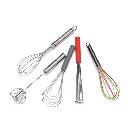 Flat Whisk Silicone Handle Non Slip 10" - 5 Wires Whisk with 10 Heads for Kitchen Cooking by Jell-Cell (Grey) 6