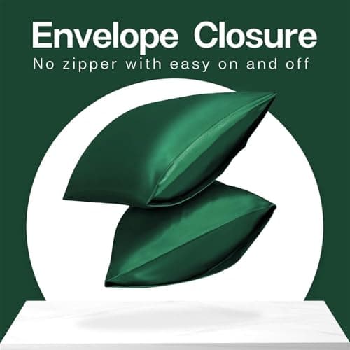 MR&HM Satin Pillowcase for Hair and Skin, Silk Satin Pillowcase 2 Pack, Queen Size Pillow Cases Set of 2, Silky Pillow Cover with Envelope Closure (20x30, Dark Green) 6