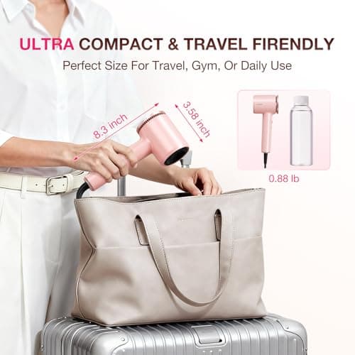 High-Speed Hair Dryer 1875W Ionic & Plasma, Blow Dryer with Diffuser & Comb Nozzle for Curly or Thick Hair, Compact 110000 RPM Fast Drying Lightweight Hair Dryer for Women with Concentrator, Pink 3