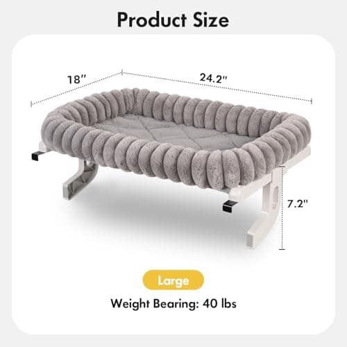 Zoratoo Cloud-Cuddle Cat Window Perch with 4-Sided Bolster, Zipper Design Cushion Window Seat for Window Sill, Sturdy Metal Frame & Easy Assembly Pet Hammock Bed for Indoor Cats (Gray, Large) 5