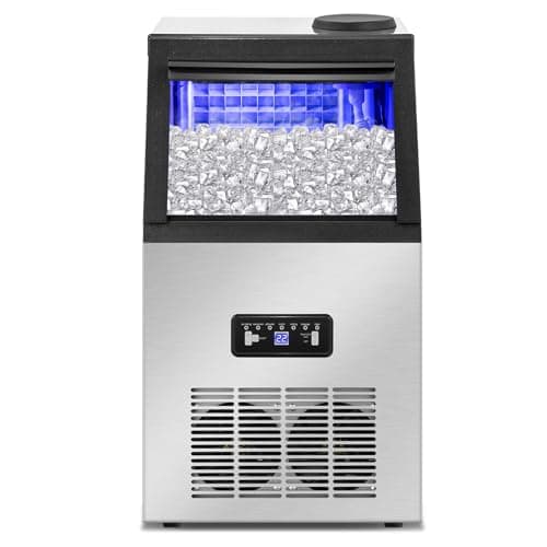 Commercial Ice Maker Machine 130Lbs/24H with 2 Water Inlet Modes, 36Pcs Ice Cubes in 8-15 Mins, Stainless Steel Under Counter/Freestanding Ice Machine with 28Lbs Storage Bin for Home/Shop/Office/Bar 7