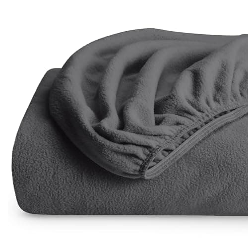 Bare Home Super Soft Fleece Fitted Sheet - Queen Size - Extra Plush Polar Fleece, No-Pilling - Deep Pocket - All Season Cozy Warmth (Queen, Grey)