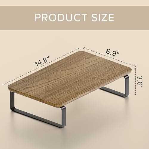 Beautiful Wooden Monitor Stand for Desk - Sturdy Stand Rises Your Monitor to the Perfect Ergonomic Level - Sleek and Functional Computer/Laptop Rack Design Elevates Any Workspace & Maximizes Space 8