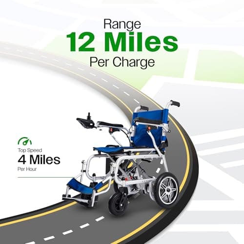 Culver Artemis Pro Lightweight Foldable Electric Wheelchairs for Seniors - 2x250W Motor Power Wheelchair - Long Range Travel/User Friendly Electric Wheelchairs for Seniors (Blue) 3