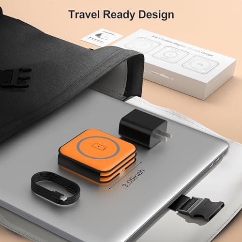 UCOMX 3 in 1 Charging Station for Multple Devices,Foldable 3 in 1 Wireless Charger for Travel,Nano Wireless Charging Station for iPhone16 15 14 13 12 Pro Max/Watch 10 9 8 7 6 5 4 3 Ultra/AirPod Pro 7