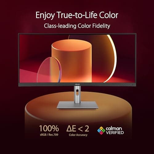 ASUS ProArt Display 34” Ultrawide Curved Professional HDR Monitor (PA34VCNV) - IPS, 21:9 3440 x 1440, 3800R Curve, 100% sRGB/Rec709, ΔE<2, Calman Verified, USB-C Docking PD 96W, RJ45, 3 Year Warranty 6