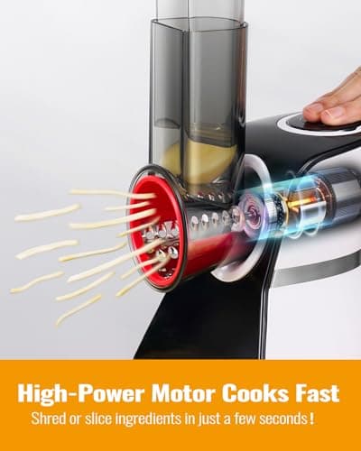 Electric Cheese Grater Salad Shooter,5-In-1 Electric Slicer For Home Kitchen,One-Touch Easy Control,With Safety Push Bar Cheese Grater Electric For Zucchini,Cheese,Vegetables And Smoothie 5