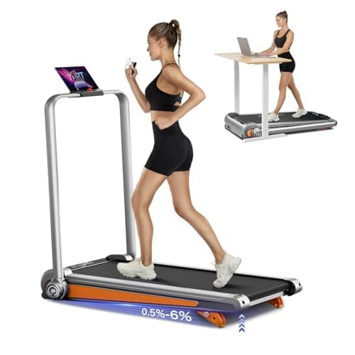 YPOO Foldable Treadmill with Incline, LED Display, Handle Bar, 300 lbs Capacity, Walking Pad for Home Use
