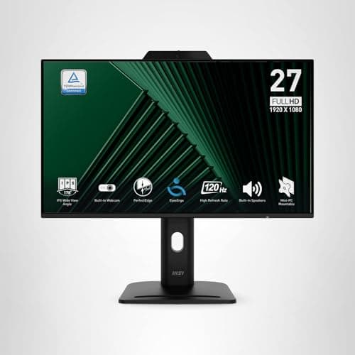 MSI PRO MP272PMG, 24-inch IPS 1920 x 1080 (FHD) Computer Monitor, 120Hz, Webcam, Adaptive-Synch, EPEAT Silver, HDMI, DisplayPort, VGA Port, VESA Mountable, Tilt, Height Adjustable, Speaker, 1ms, Black 8