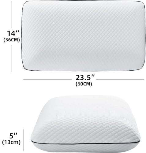 VOYERO Soft Memory Foam Pillow for Back and Side Sleeper,Ventilated and Breathable Cooling Gel Pillow for Sleeping,Oeko-TEX & CertiPUR-US Double Certification,23.5x14x5 Inches (1 Pack) 6
