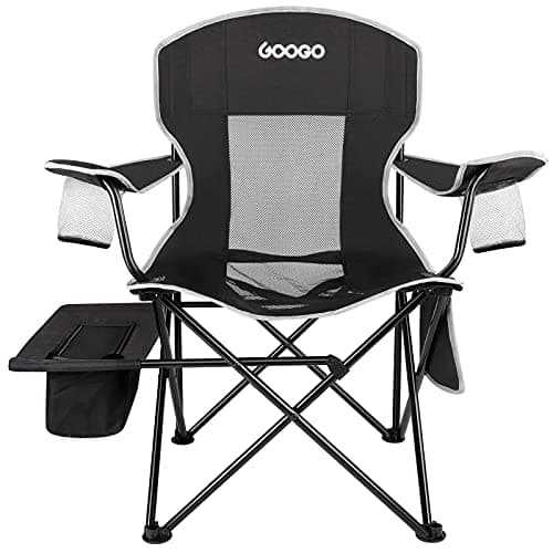 GOOGO Camping Chair Folding, Oversize Portable Lightweight Chair with Cooler, Cup Holder, Mesh Back Seat, Supports 300lbs, Collapsible Compact Chair with Carry Bag & Strap for Outdoor, Camp, Hiking
