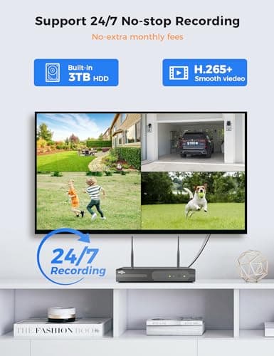 Hiseeu Wireless Security Camera System 5MP PTZ Camer Bullut Camera, Cloro Night Vision 8ps with 3TB HDD 12'' NVR Monitor, WK-8HBC45-CT 6