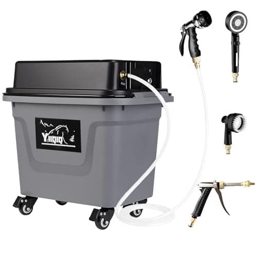 YIIQIQ Cordless Portable Pressure Washer (Max 330PSI) - Self-Contained Camping Shower | 10Gal Tank, 5H Runtime, No Hose Needed | Multi-Use for Car Cleaning/Pet Bath/Garden Watering (Black)