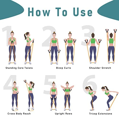 Resistance Bands with Handles, Single Resistance Bands, Exercise Bands with Handles, for Resistance Training, Physical Therapy, Home Workouts, Fitness, Pilates 6