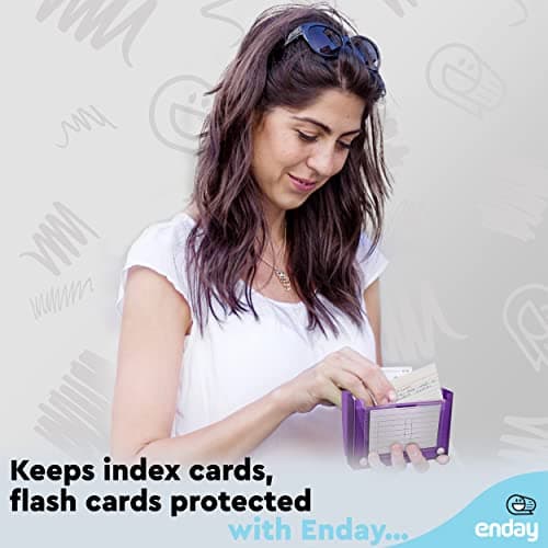 Index Card Holder Purple, 3x5 Note Flash Card Organizer Case, File Box with 5 Dividers, Notecard Box Holds 100 Cards, Also Available in Red, Blue, Green, Pink, Grey, 1 Pack – By Enday 6